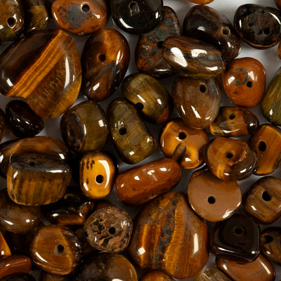 Perline di cristallo della Creative Company, occhio di tigre, d 7-12 mm, dimensione del buco 1 mm, ca. 63 pezzi, marrone, 63 pezzi 1 scatola