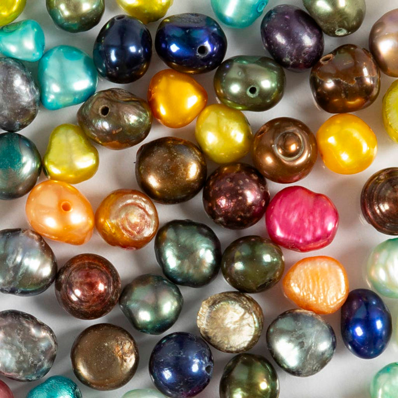 Perle d'acqua dolce dell'azienda Creativ, d 5-6 mm, misura del buco 0,5 mm, colori madreperla, 60 pezzi 1 scatola