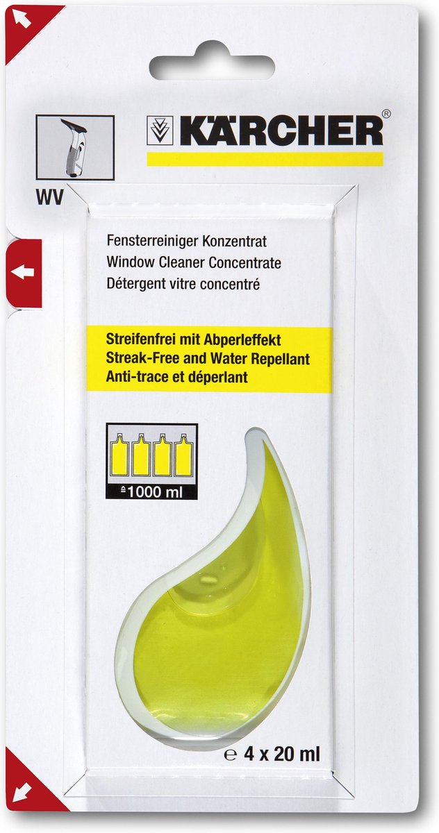 Kärcher limpiacristales concentrado rm 503, 4 x 20 ml - resultado sin rayas - efecto repelente de la suciedad