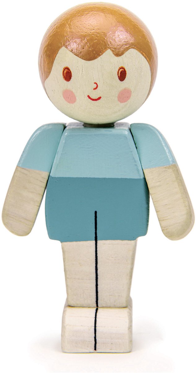 Muñeca de casa de muñecas de hoja tierna niño de marfil - familia de juguetes de madera.