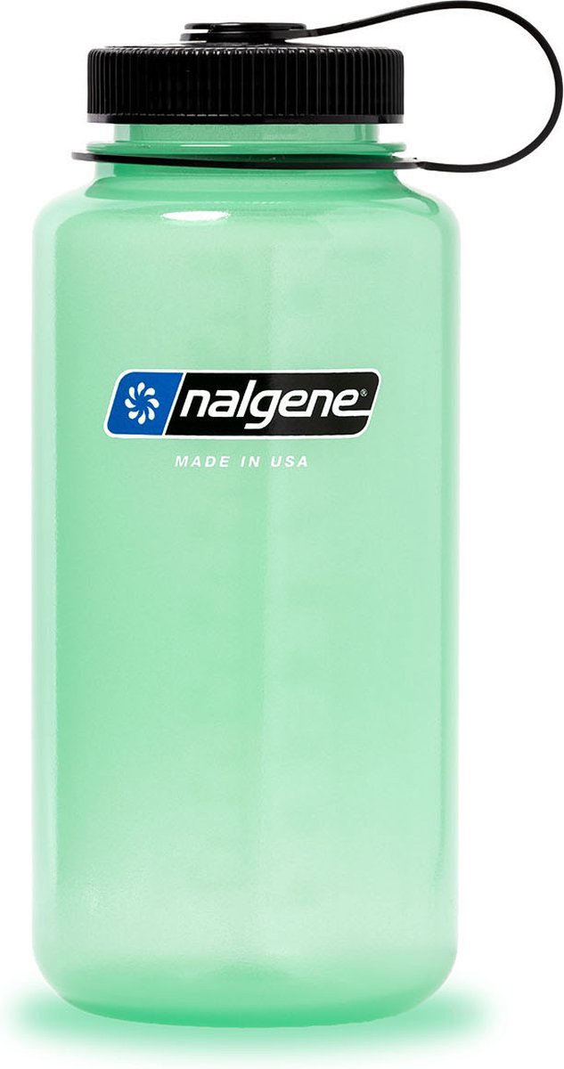 Nalgene - wide mouth bottle - drinkfles - waterfles - lekvrij - 1000ml - bpa free - sustain - glow green