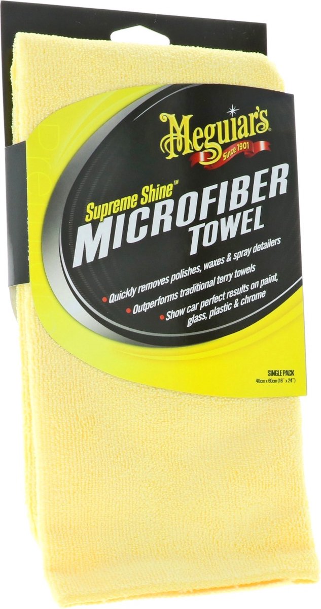 Microfibra brillo supremo de Meguiar's - paño para limpieza de automóviles - 16x32 cm - poliéster - amarillo