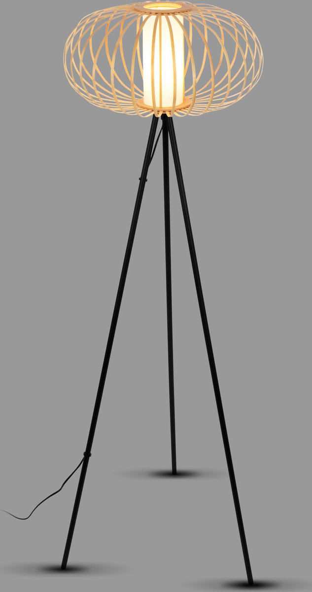 Briloner rotti - lampada da terra - design naturale - lampada da terra - color legno - attacco E27 - 153 cm