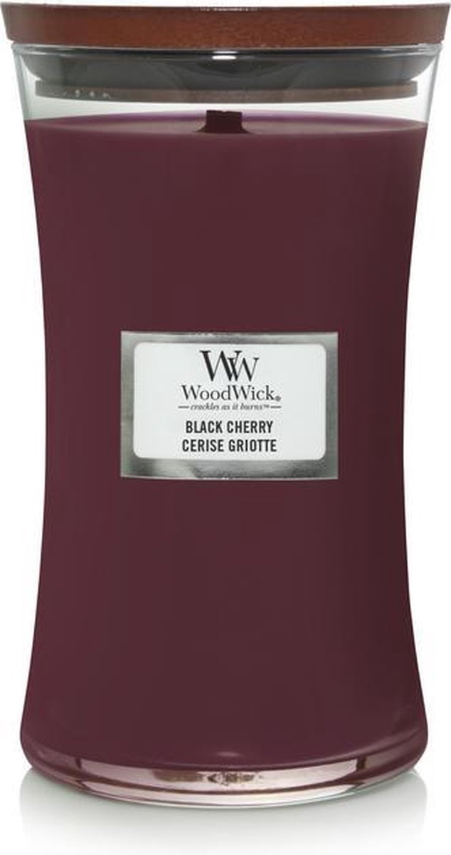 Vela perfumada grande Woodwick Hourglass - Cereza negra - 130 horas de combustión