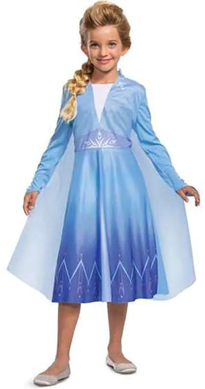 Travestimento Disney - Frozen 2, Elsa Travelling Basic Plus, taglia M (7-8 anni), bambine