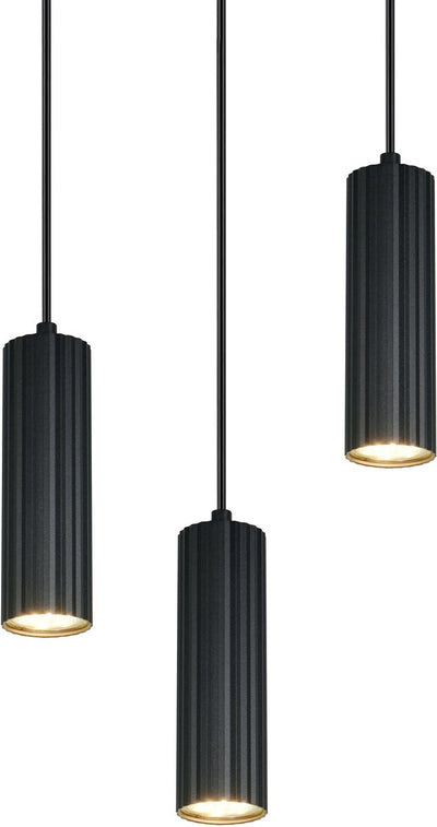 Trio soka - lámpara colgante - negro mate - excl. 3x gu10 5 w - montaje en techo - altura regulable