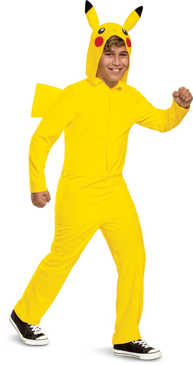 Disfraz pokémon, mono pikachu con capucha deluxe, talla m (7-8 años)
