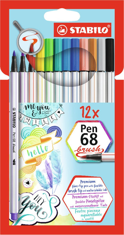 Stabilo Pen 68 – pennarello premium – con punta flessibile – custodia con 12 colori diversi