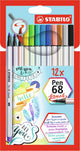 Stabilo pen 68 - premium brush viltstift - met flexibele penseelpunt - etui met 12 verschillende kleuren