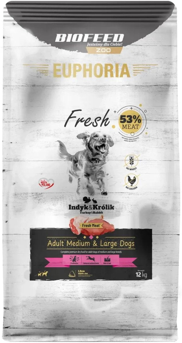 Biofeed euphoria series - pienso para perros medianos y grandes - pavo y conejo - 12kg