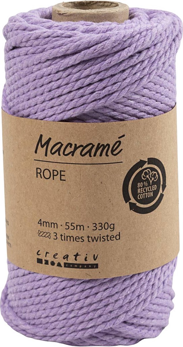 Creative Company Macrame Cord Purple, 55m