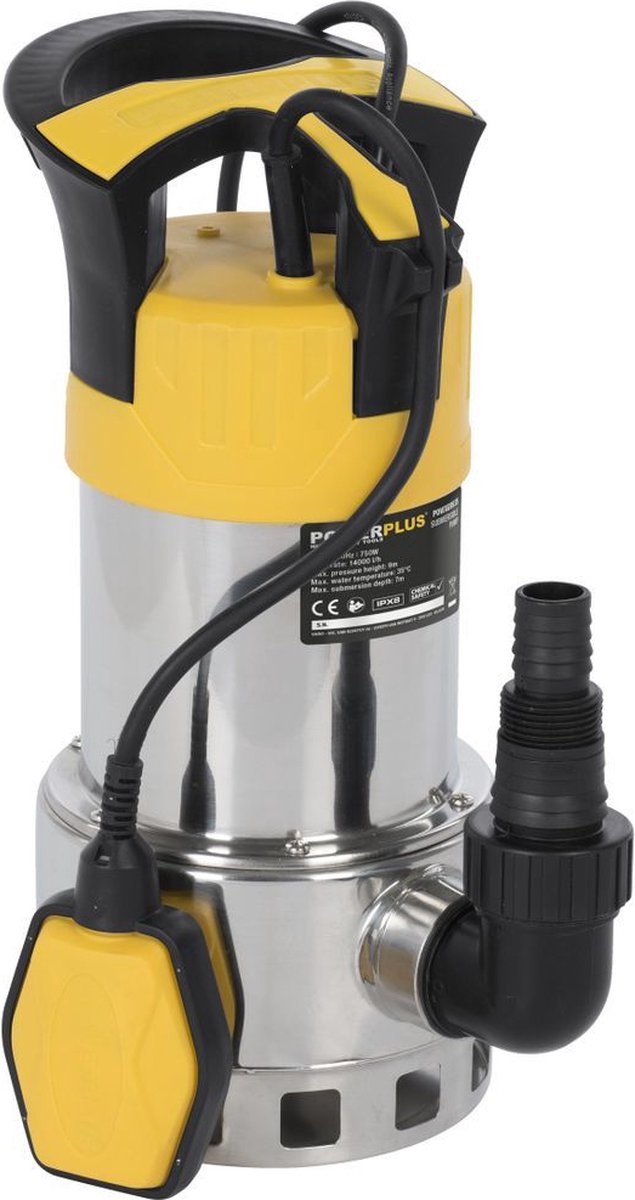 Powerplus electric water pump POWXG9535 - 900 W submersible pump, maximum temperature of 35 ° C and flow rate of 14000 l hour, garden tools