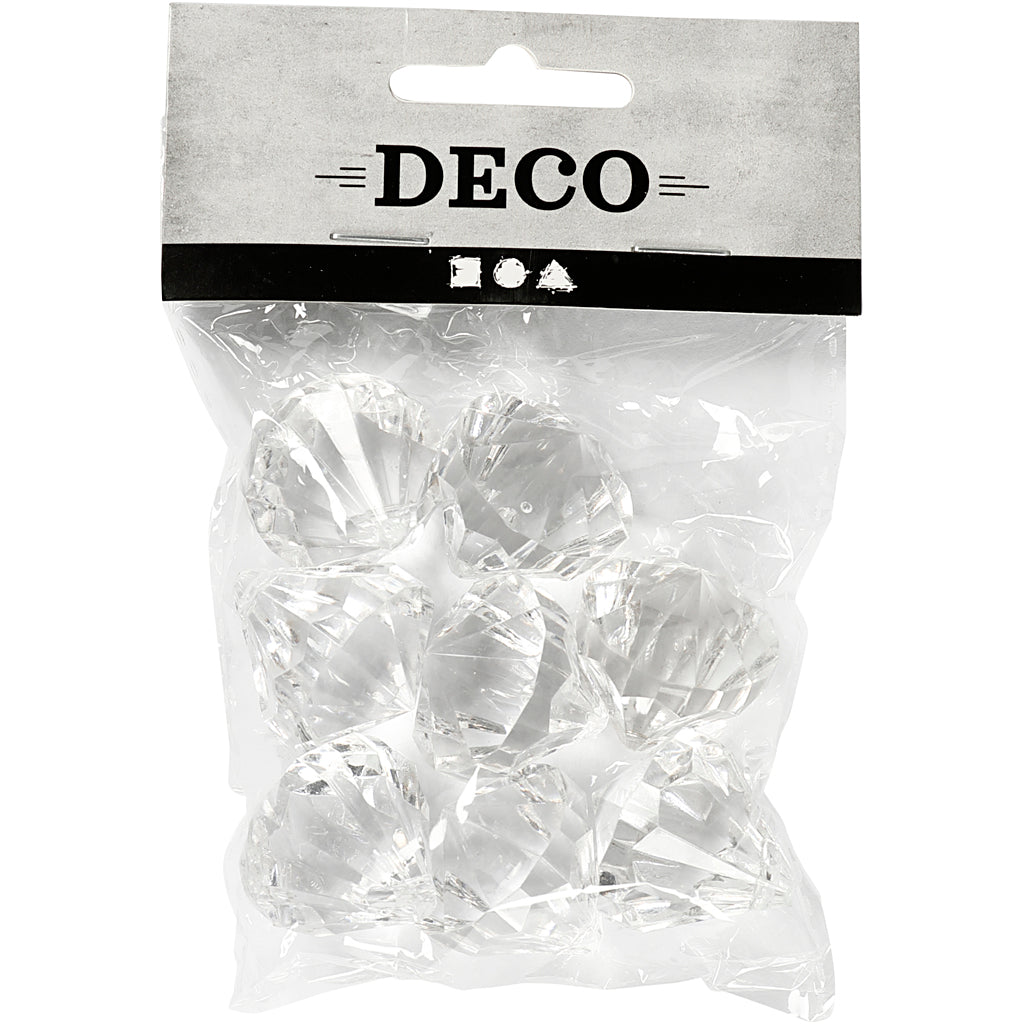 Perle acriliche Creative Company, misura 27x30 mm, misura buco 2,5 mm, trasparente lucido, 8 pezzi 1 scatola