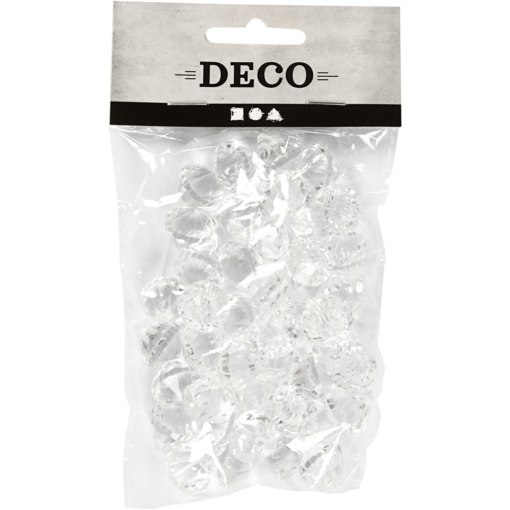 Perle acriliche Creative Company, misura 17x16 mm, misura buco 1,2 mm, trasparente lucido, 43 pezzi 1 scatola
