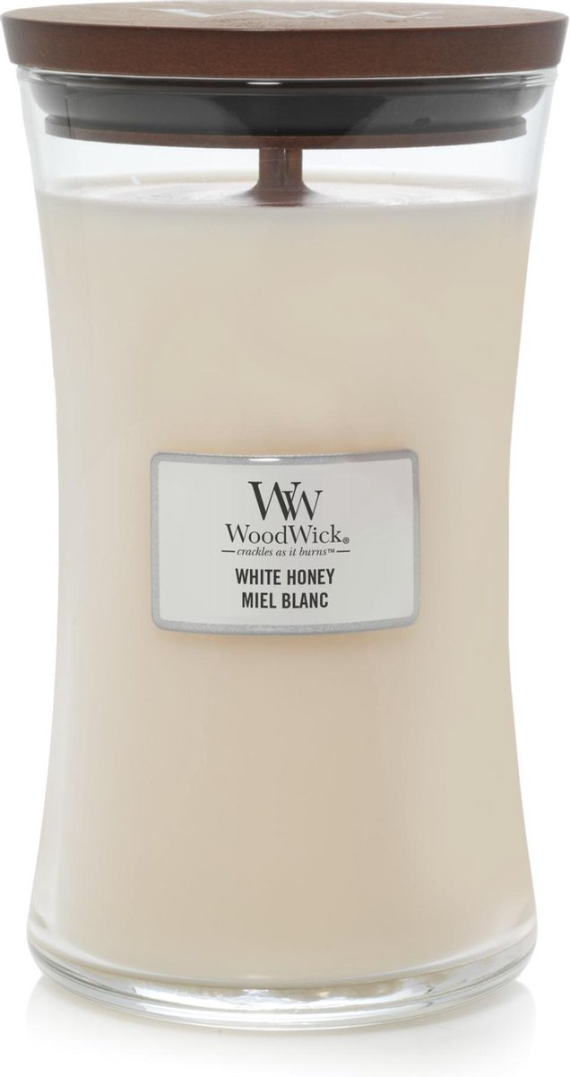 Vela perfumada grande Woodwick Hourglass - miel blanca - 130 horas de combustión