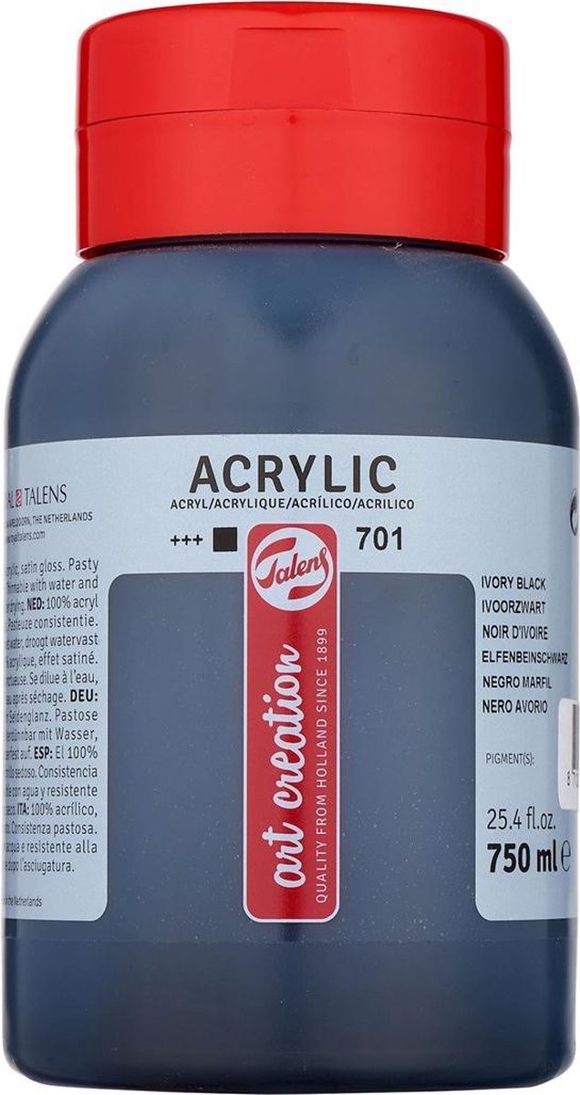 Talens art creation acrylverf pot 750 ml ivoorzwart 701