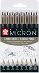 Sakura Pigma Micron Fineliner set 8 penna. (luce) raffreddamento grigio