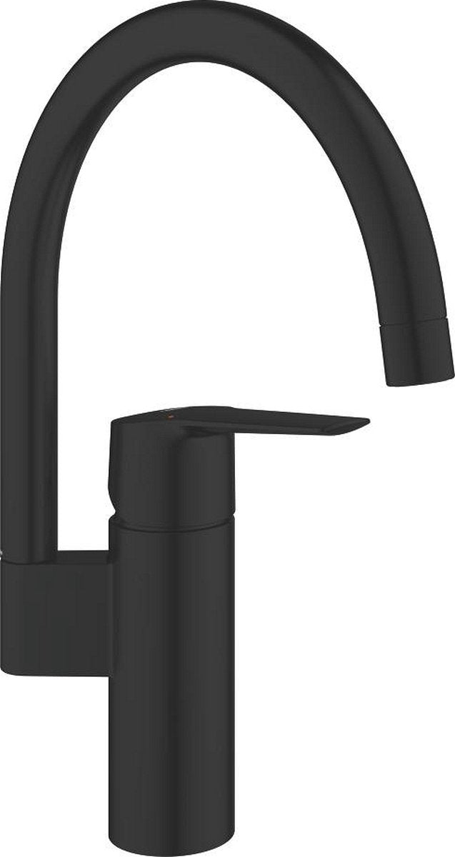 Grohe quickfix start single lever kitchen mixer - high C-shaped spout - matte black