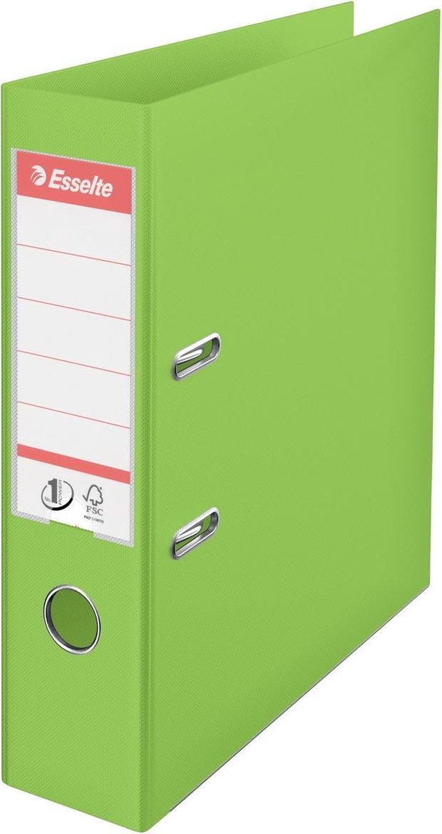 Raccoglitore Esselte n.1 vivida in plastica A4 con porta etichette - per 500 fogli - larghezza dorso 75 mm - verde
