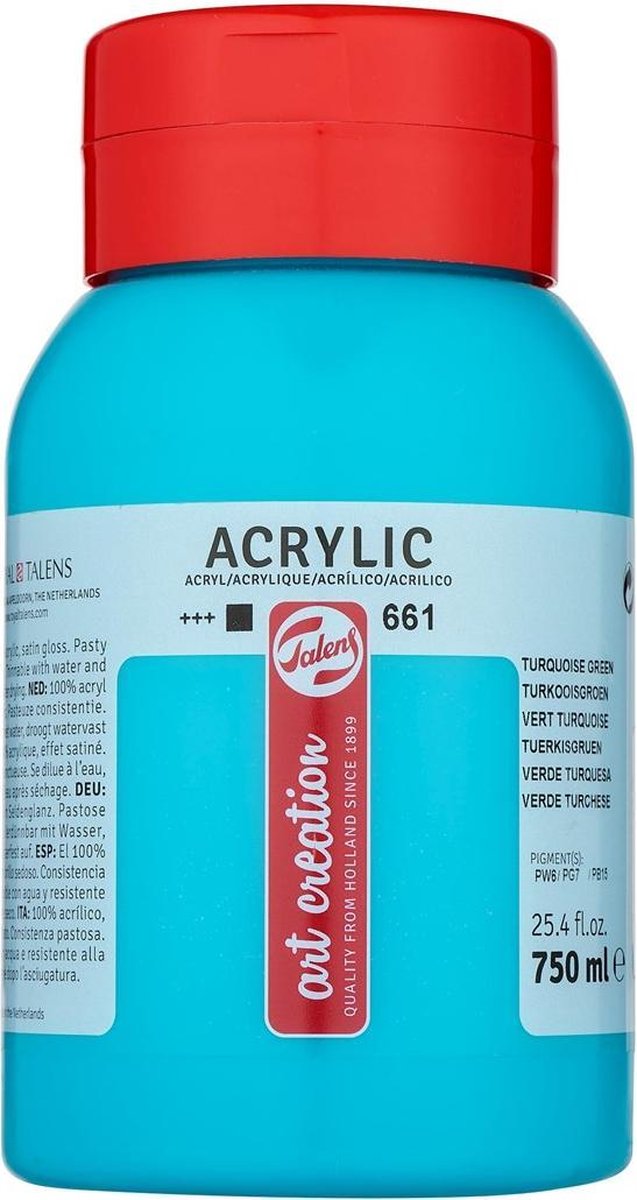 Talens art creation acrylverf pot 750 ml turkooisgroen 661