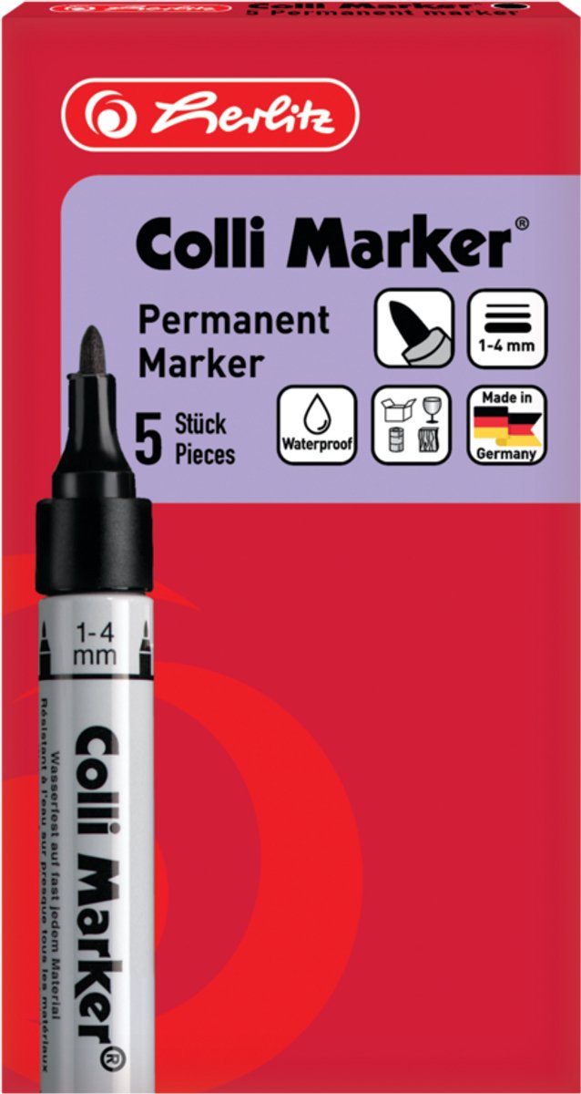 Rotulador permanente Herlitz - negro - 5 piezas