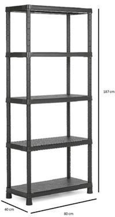 Scaffale plus in plastica Keter - scaffale portaoggetti - 80x40x187 cm - nero