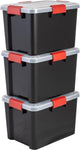 Scatola portaoggetti ermetica Iris - 20 l - plastica - nero rosso - set da 3