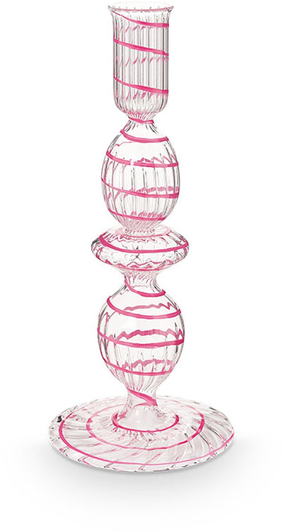Pip studio - kandelaar - woonaccessoires - roze kaarsenhouder - glas swirl - 20cm