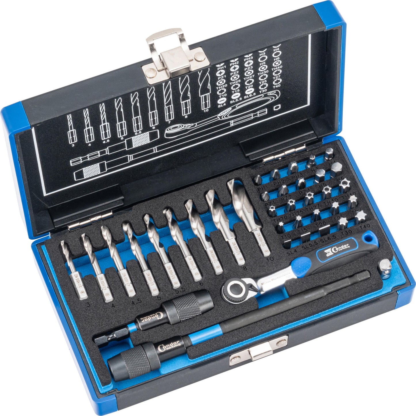Condor set speciaalboren 39600 spiral drill bits hss-g 38tlg.
