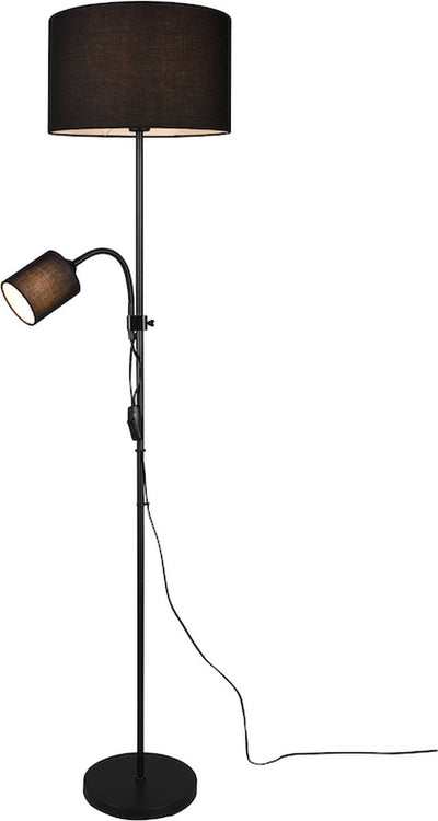 Lampada da terra Owen Rl live your light reality - nera - escl. e14 e27 - lampada da lettura flessibile - commutabile separatamente