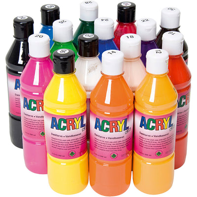 Pintura acrílica, varios colores, 15x500 ml 1 caja