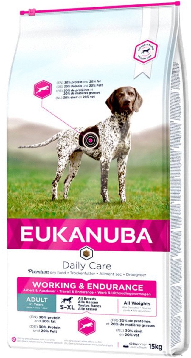 Eukanuba Working Endurance - Cibo secco per cani - 15 kg - Alimento completo per animali