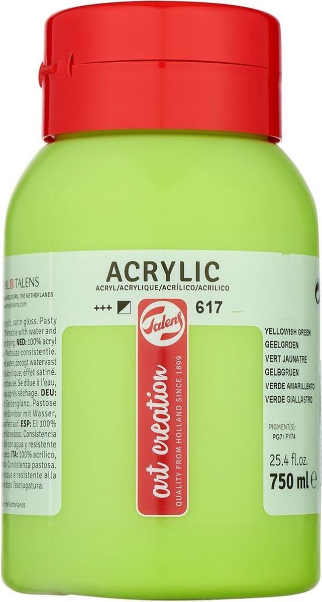 Talens art creation acrylverf pot 750 ml geelgroen 617