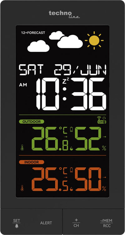 Stazione meteo Technoline ws 6458 - 83x152x36 mm - nera - con 1 sensore esterno - tl-ws6458