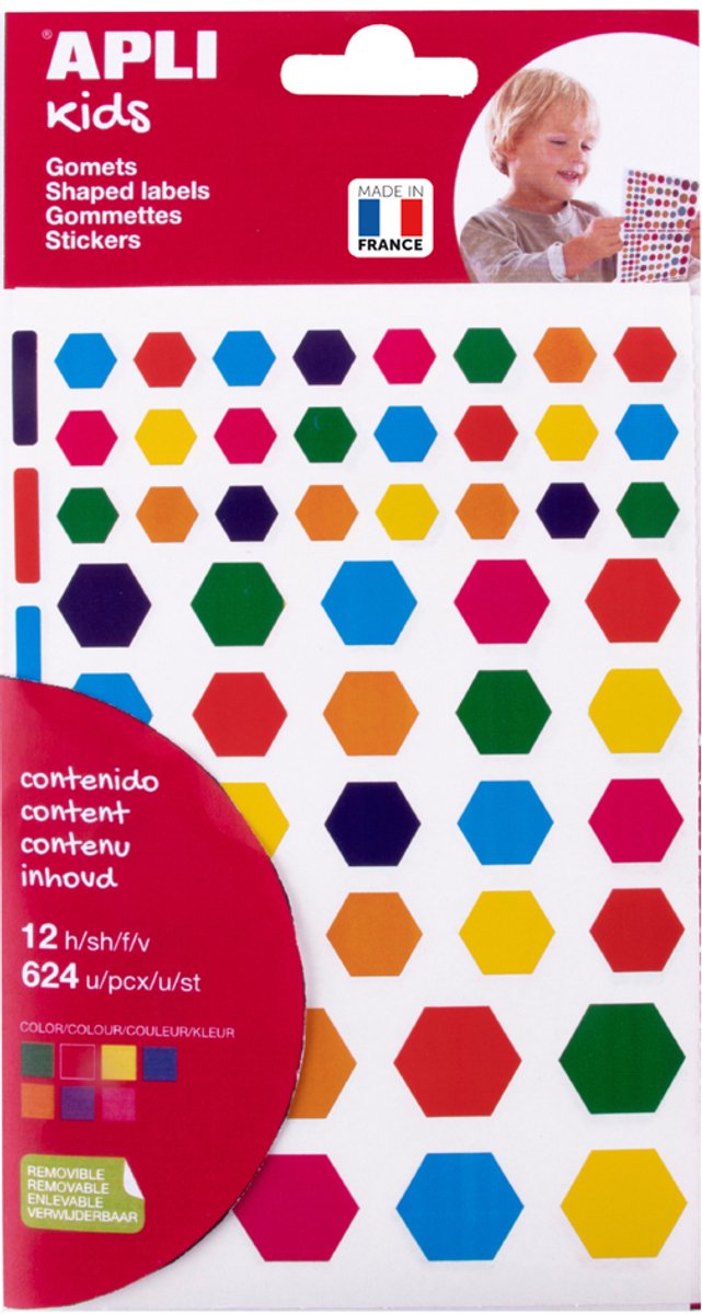 Apli kids stickers 'hexagon', kleinverpakking