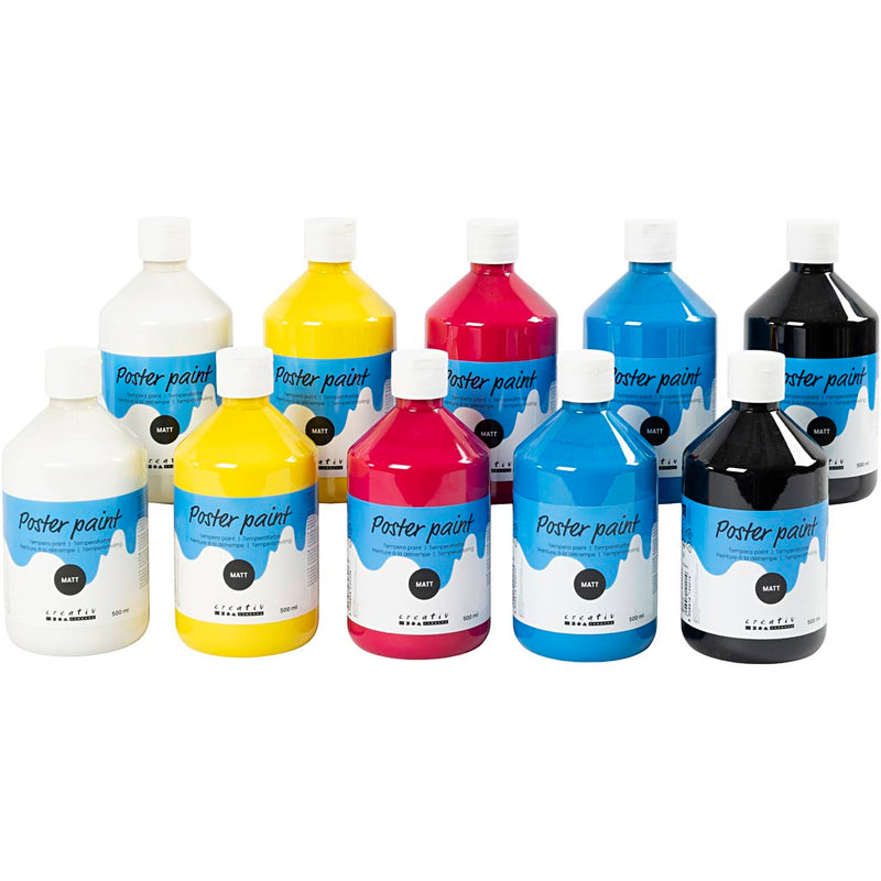 Tempera opaca, colori primari, Creative Company, 10x500 ml 1 scatola