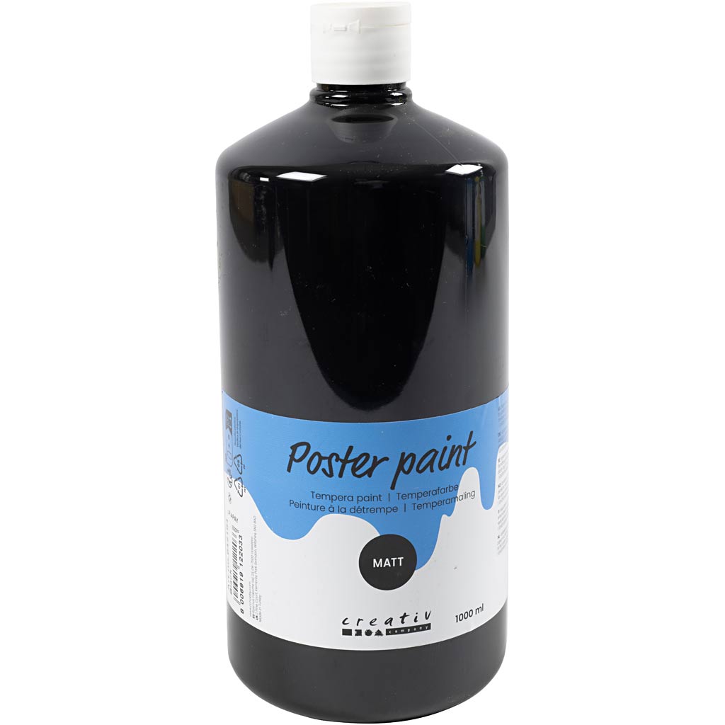 Tempera dell'azienda Creativ opaca, nera, 1000 ml 1 bottiglia