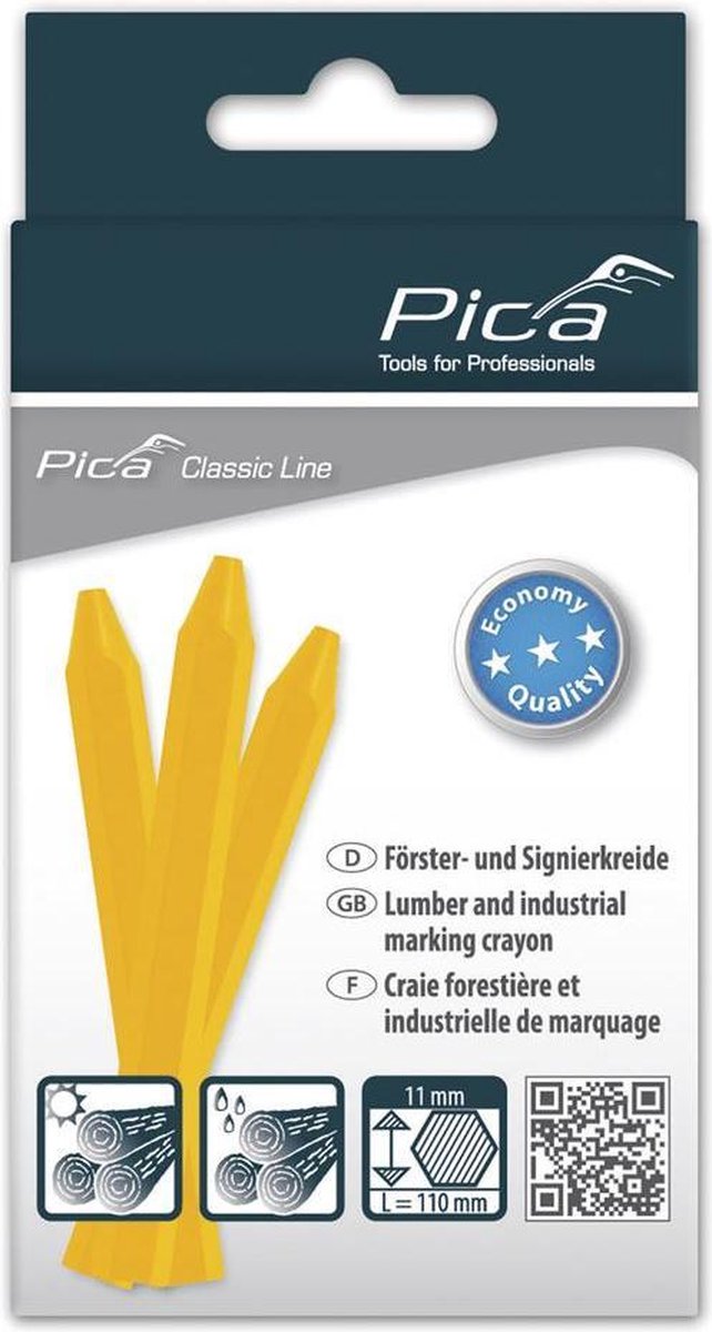 Pica 591 44 gesso per marcare eco - 11x110mm - 12 pezzi - giallo