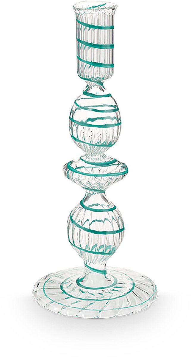 Pip studio - candlestick - home accessories - light blue candle holder - glass swirl - 20cm