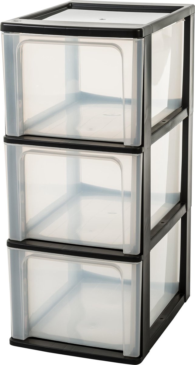 Cassettiera organizer Iris sistema a4 - 3 cassetti profondi - 3 x 13 l - plastica - nero trasparente