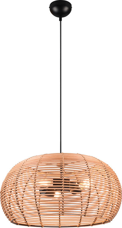 Trio inga - lámpara colgante - natural - ratán - excl. 3x e27 4w
