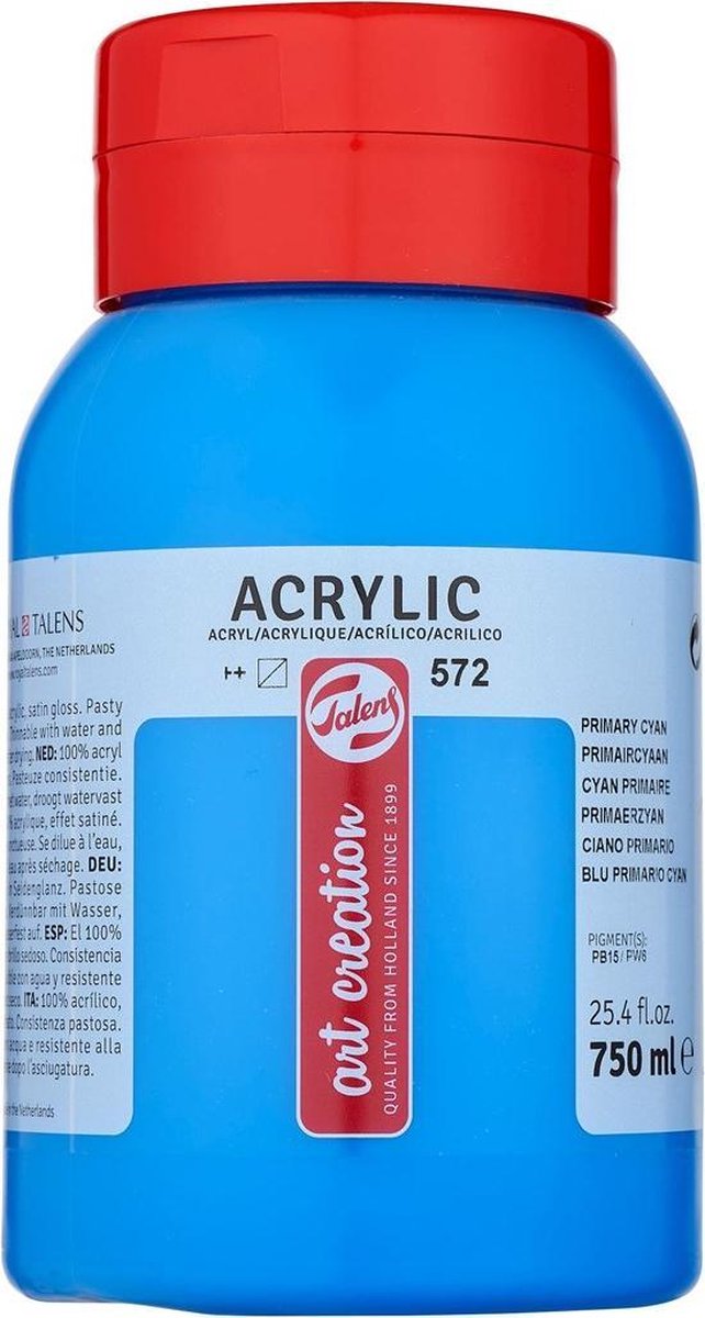 Vernice acrilica Talens Art Creation Barattolo da 750 ml Ciano primario 572