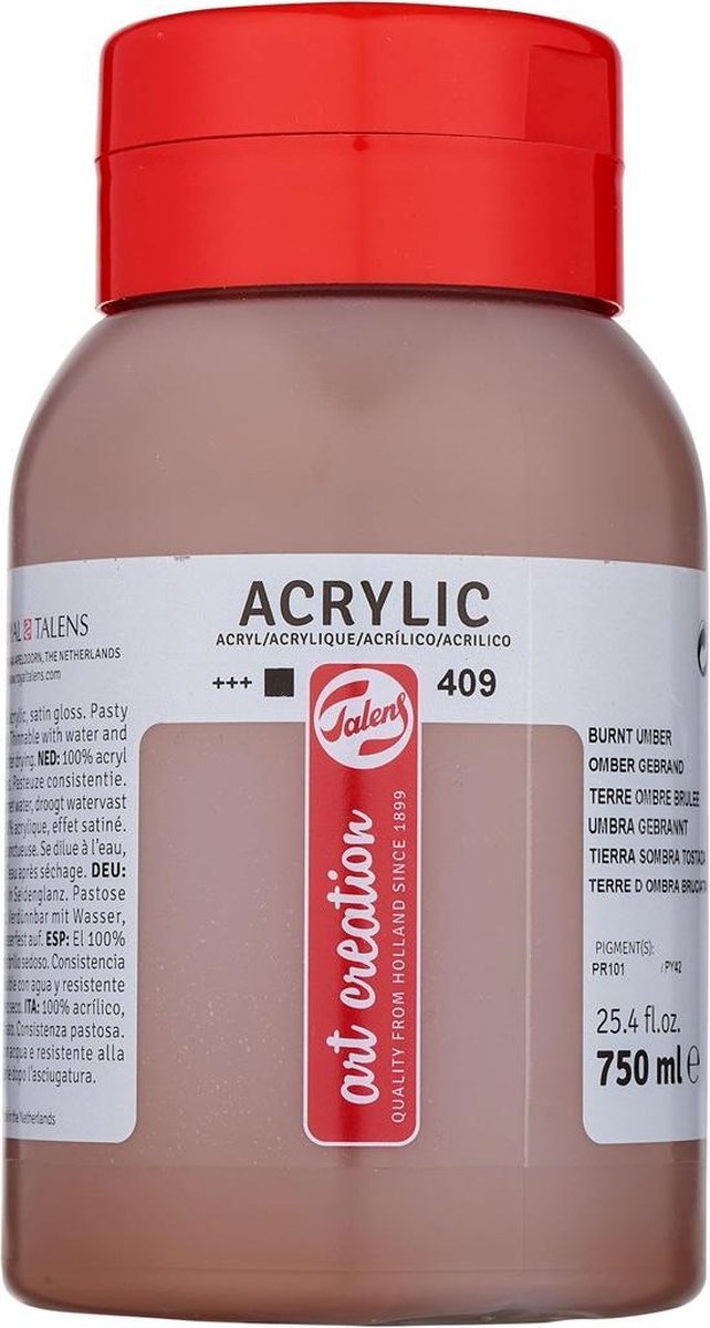 Talens art creation acrylverf pot 750 ml omber gebrand 409
