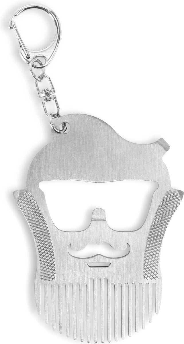 Kikkerland beard comb tool - pas creditcard tool - baardkam - met 6 funtionaliteiten - cadeau voor hem