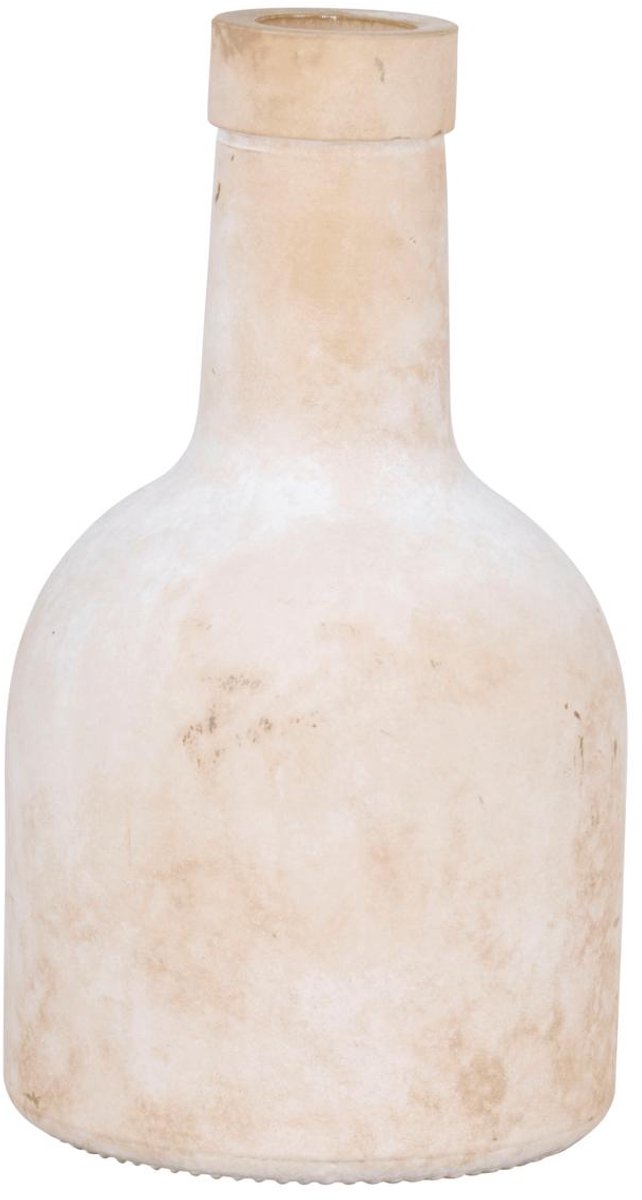 Jarrón decorativo Arti casa - jarrón beige para decoración de interiores - jarrón moderno para flores y accesorios - ø8 x 16 cm - beige y blanco