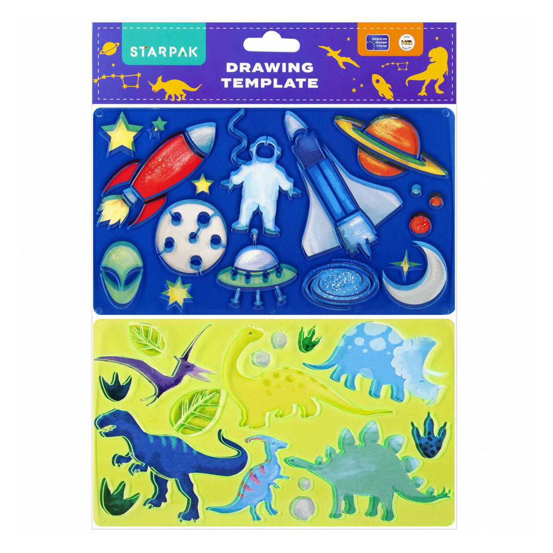 Modello di disegno di dinosauri, cosmo