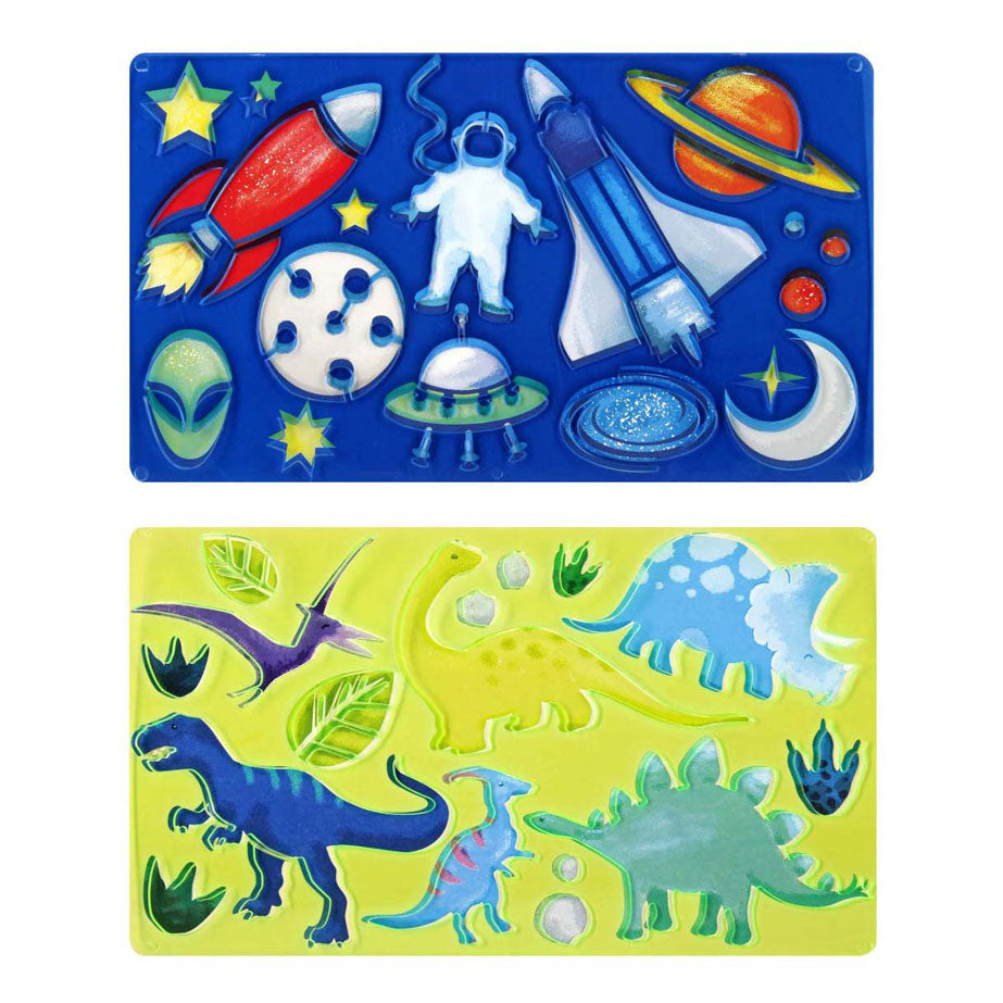 Modello di disegno di dinosauri, cosmo
