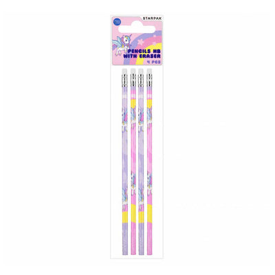 Pencil HB con gomma Unicorn, 4st.