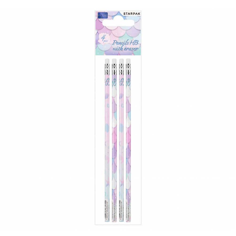 Matita Hb con gomma sirena, 4 pz.