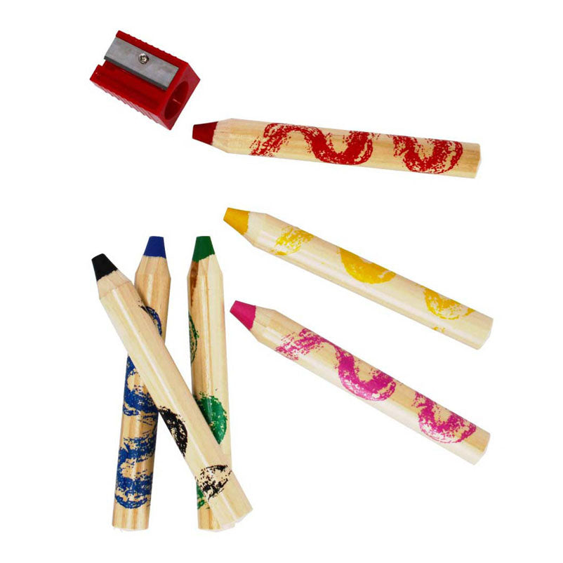 Crayones tipo lápiz jumbo, 6 uds. + sacapuntas